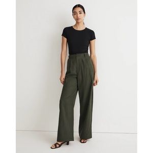 Madewell Pants The Harlow Wide-Leg Dark Forest Green 4